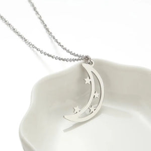 STAR MOON NECKLACE STAINLESS STEEL