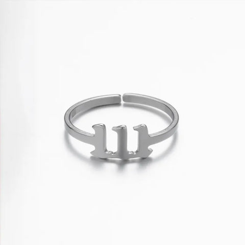 111 ANGEL NUMBER OPEN ADJUSTABLE RING STAINLESS STEEL