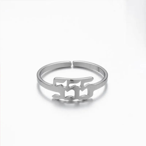 555 ANGEL NUMBER OPEN ADJUSTABLE RING STAINLESS STEEL