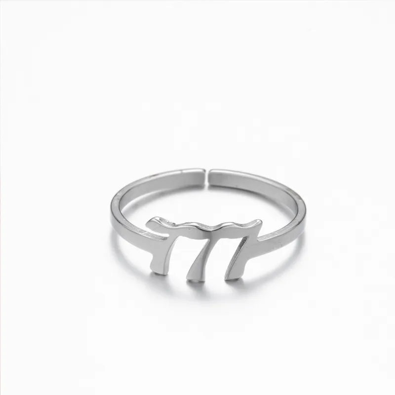 777 ANGEL NUMBER OPEN ADJUSTABLE RING