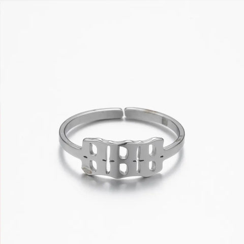 888 ANGEL NUMBER OPEN ADJUSTABLE RING