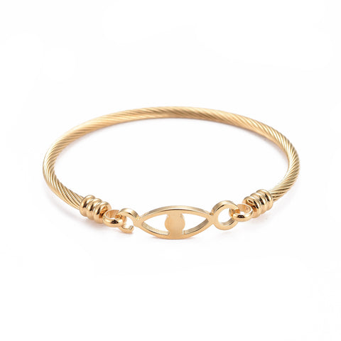 EVIL EYE GOLD BANGLE STAINLESS STEEL