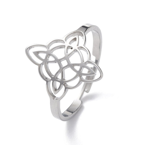 NUDO DE BRUJA CLOSED ADJUSTABLE RING STAINLESS STEEL