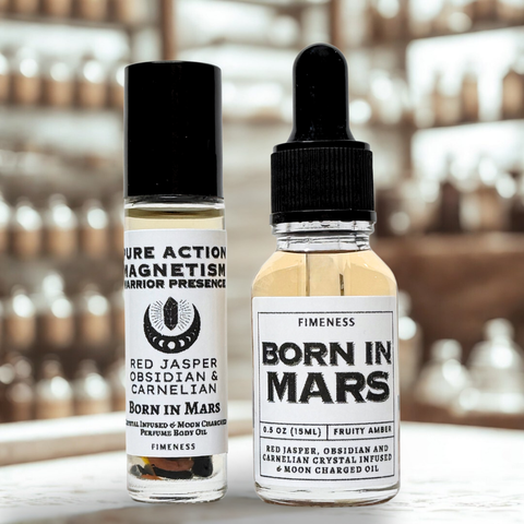BORN IN MARS - PURE ACTION, MAGNETISM, DESIRE, WARRIOR PRESENCE - CRYSTAL INFUSED & MOON CHARGED BODY OIL PERFUME