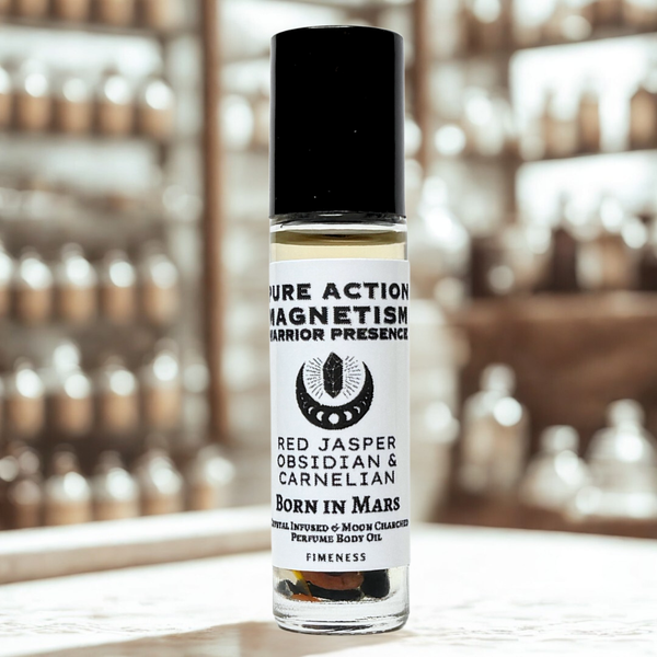 BORN IN MARS - PURE ACTION, MAGNETISM, DESIRE, WARRIOR PRESENCE - CRYSTAL INFUSED & MOON CHARGED BODY OIL PERFUME