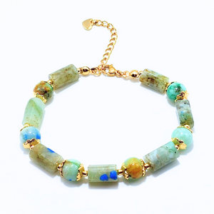 CHRYSOCOLLA 18K GOLD PLATED STAINLESS STEEL BRACELET