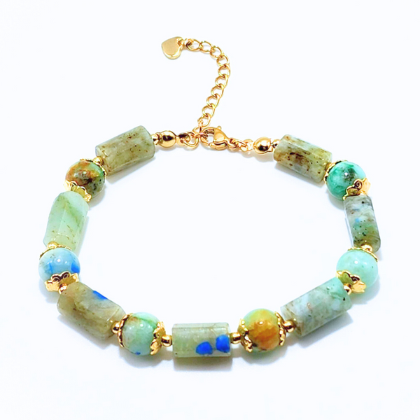 CHRYSOCOLLA 18K GOLD PLATED STAINLESS STEEL BRACELET