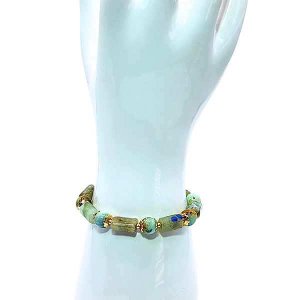 CHRYSOCOLLA 18K GOLD PLATED STAINLESS STEEL BRACELET