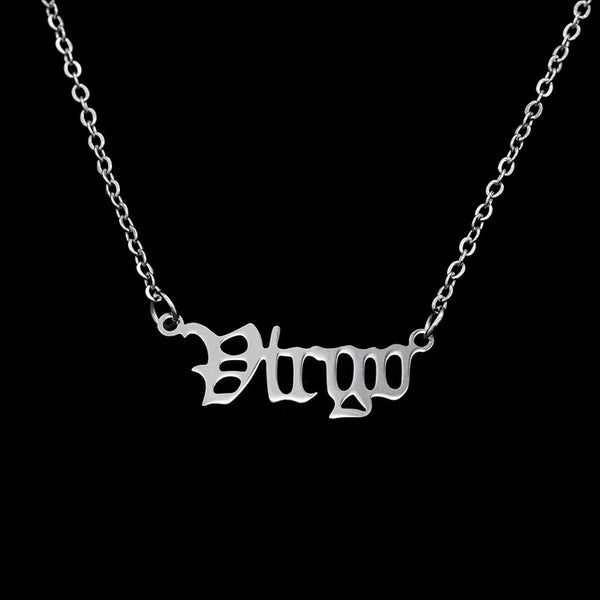 ZODIAC SIGN LINK PENDANT STAINLESS STEEL NECKLACE