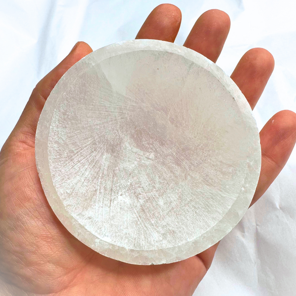 SELENITE BOWL HAND CARVED 3"-3.5" AVERAGE