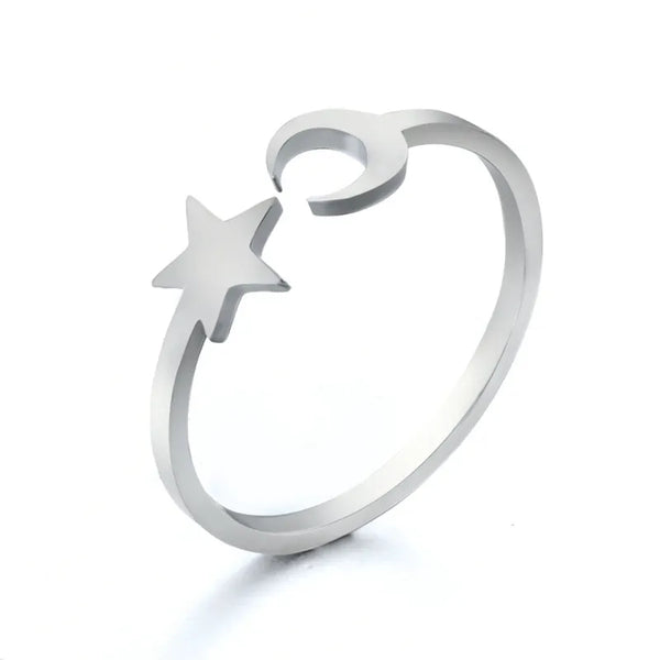 MOON & STAR OPEN ADJUSTABLE RING