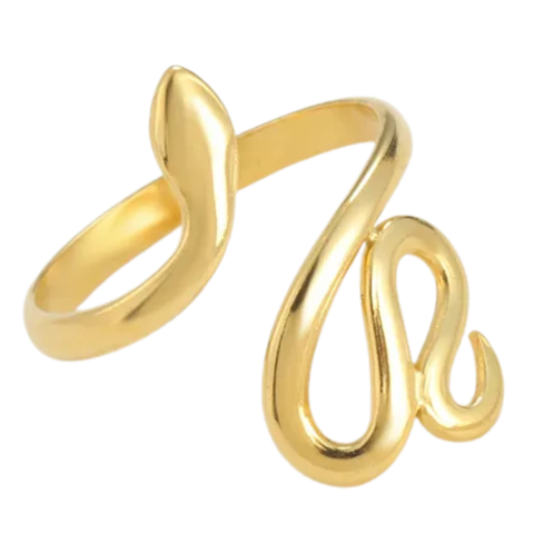 SNAKE 18K GOLD PLATED OPEN ADJUSTABLE STAINLESS STEEL RING