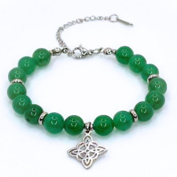 WITCH KNOT NATURAL STONE BEADED LOBSTER CLASP + EXTENDER CHAIN STAINLESS STEEL