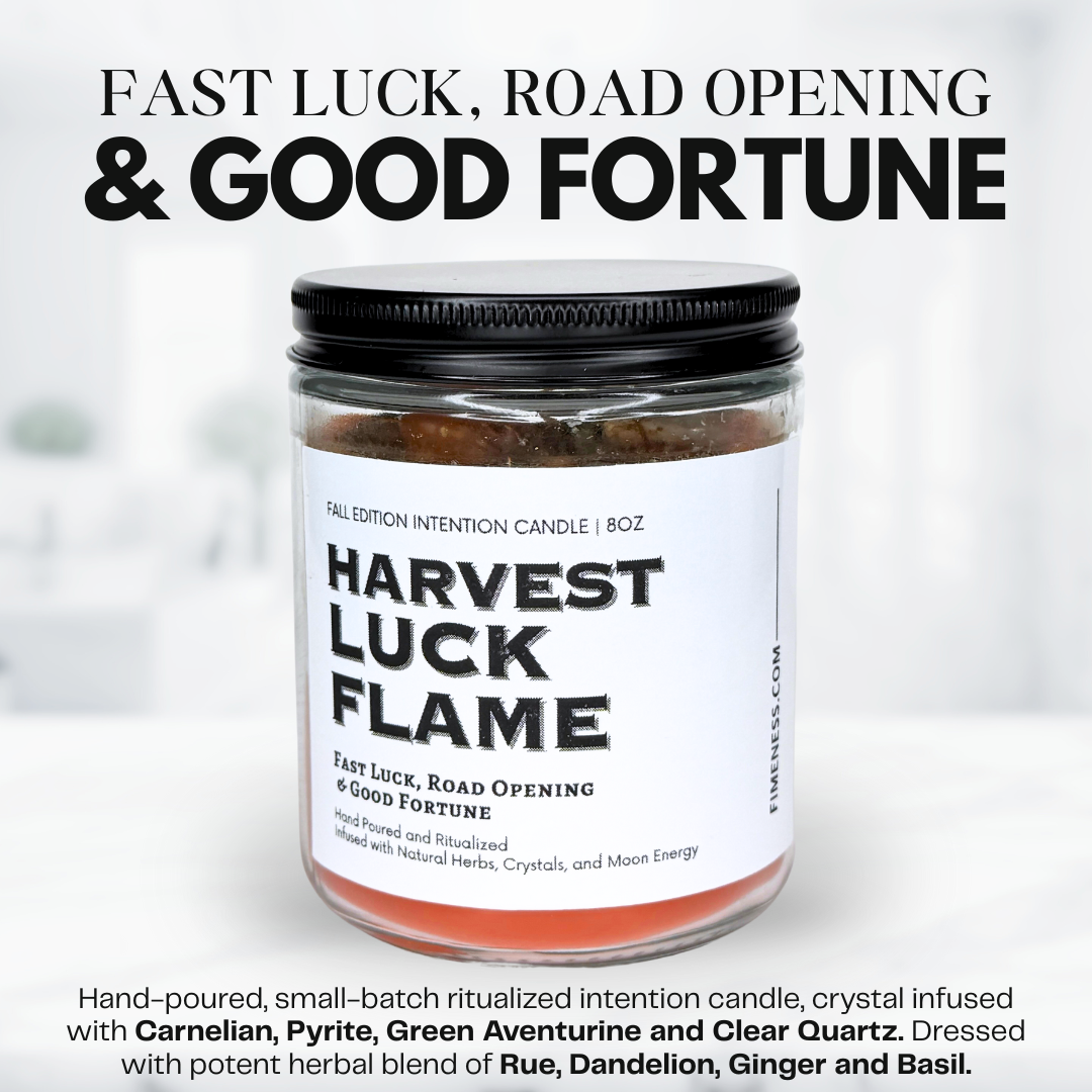 HARVEST LUCK FLAME (FAST LUCK, ROAD OPENING AND GOOD FORTUNE) - INTENTION CANDLE FALL EDITION