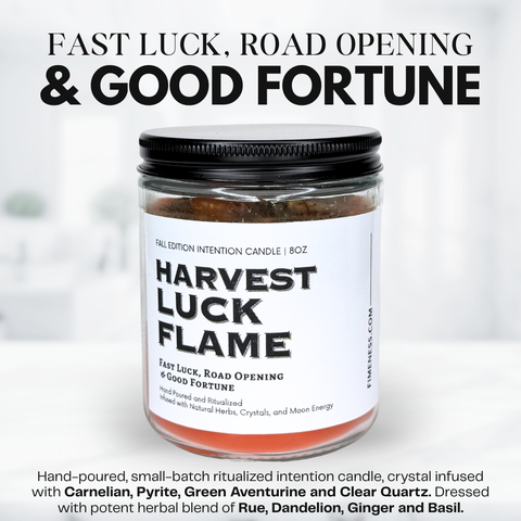 HARVEST LUCK FLAME (FAST LUCK, ROAD OPENING AND GOOD FORTUNE) - INTENTION CANDLE FALL EDITION