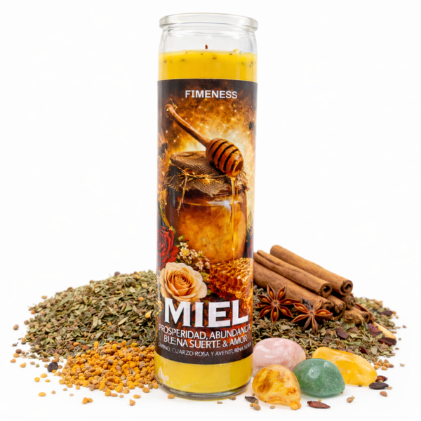 HONEY SEVEN DAY PRAYER INTENTION CANDLE - SWEETENING, PROSPERITY, ABUNDANCE, GOOD FORTUNE & LOVE
