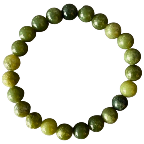 NEPHRITE JADE 8MM SMOOTH ROUND STRETCH BRACELET