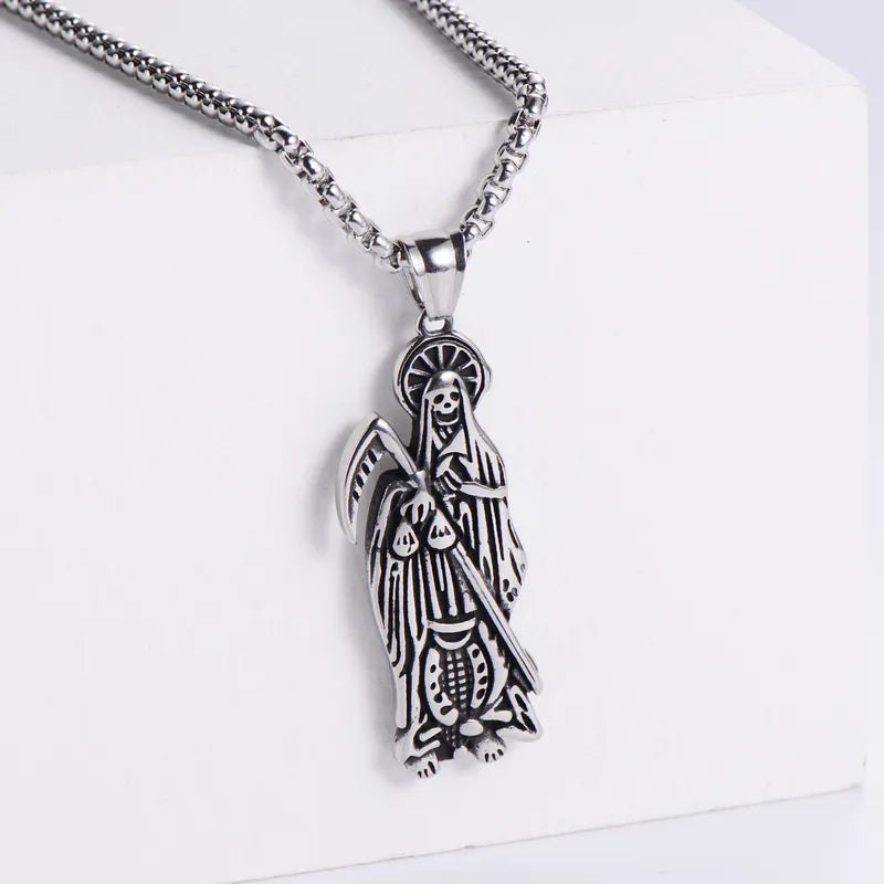 SANTA MUERTE STAINLESS STEEL NECKLACE