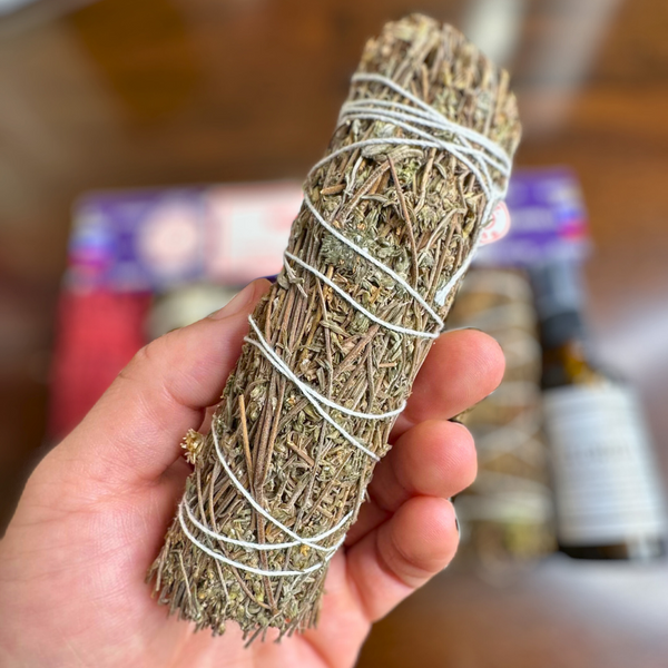 SMUDGE KIT - 5 HERB SMUDGE STICKS, ROSEMARY INCENSE AND CRYSTAL INFUSED MOON CHARGED FLORIDA WATER SPRAY