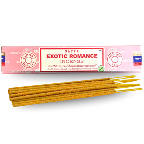 SATYA EXOTIC ROMANCE INCENSE 15 GRAM BOX (12 INCENSE STICKS)