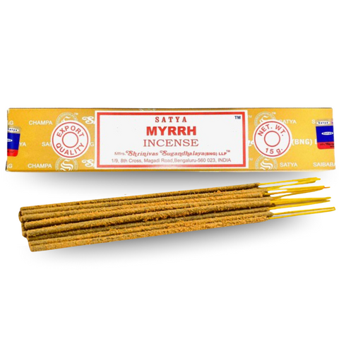 SATYA MYRRH INCENSE 15 GRAM BOX (12 INCENSE STICKS)