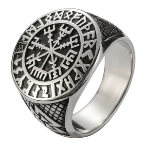 VIKING VEGVISIR RUNE RING - SEVEN ARCHANGEL SEAL STAINLESS STEEL