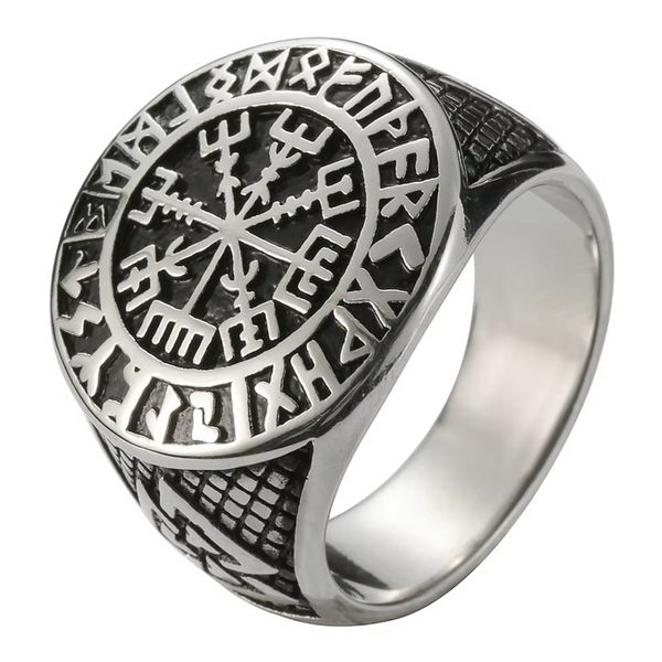 VIKING VEGVISIR RUNE RING - SEVEN ARCHANGEL SEAL STAINLESS STEEL