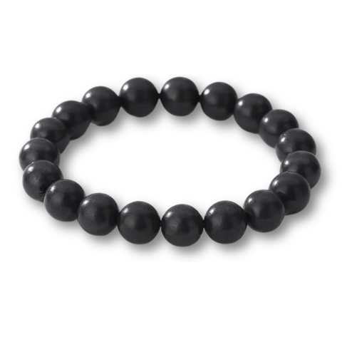 SHUNGITE 8MM SMOOTH ROUND STRETCH BRACELET