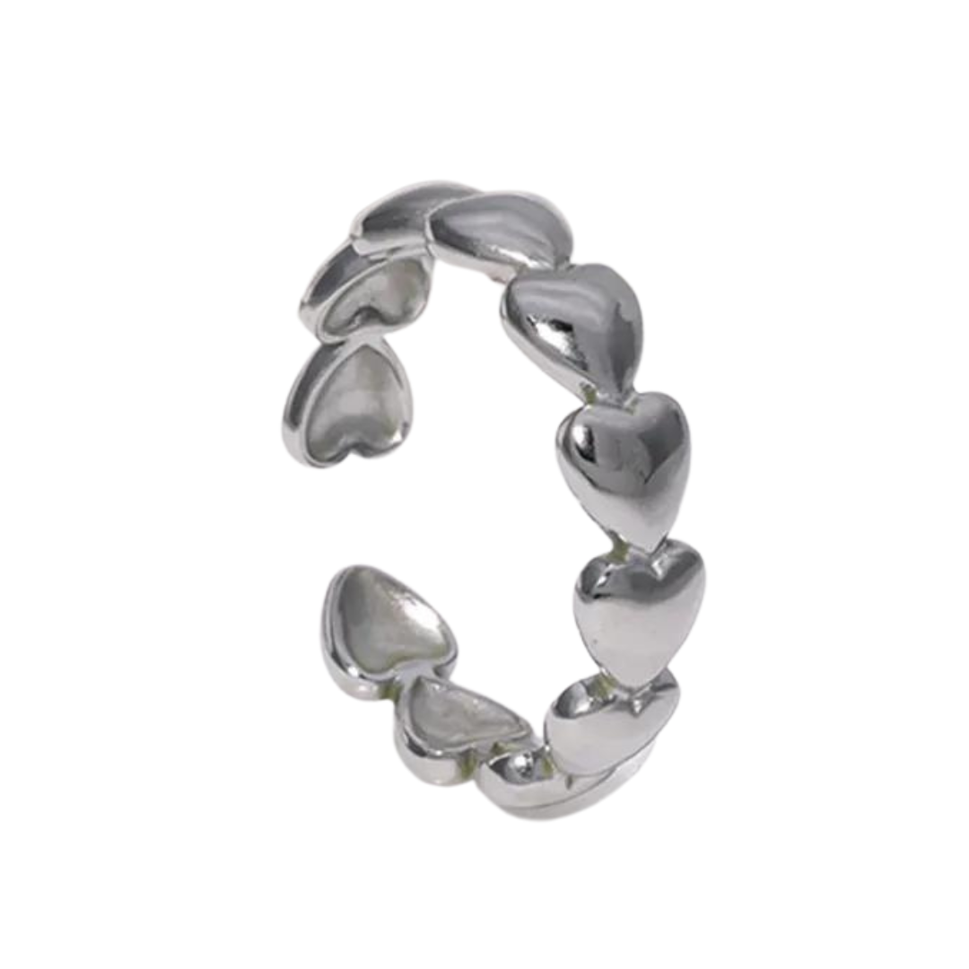 SOLID HEART OPEN ADJUSTABLE RING STAINLESS STEEL