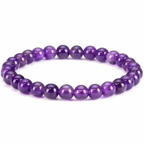 AMETHYST 8MM SMOOTH ROUND STRETCH BRACELET