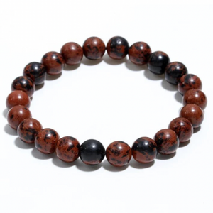 MAHOGANY OBSIDIAN 8.5MM SMOOTH ROUND STRETCH BRACELET