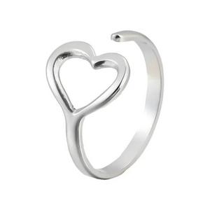 HEART ADJUSTABLE RING STAINLESS STEEL