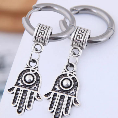 HAMSA HOOP EARRINGS 12MM STAINLESS STEEL