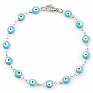 LIGHT BLUE EVIL EYE BRACELET STAINLESS STEEL