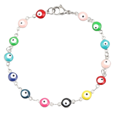 MULTICOLOR EVIL EYE BRACELET STAINLESS STEEL