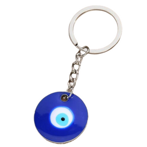 BLUE ROUND EVIL EYE KEYCHAIN