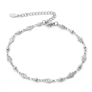 HAMSA HAND STAINLESS STEEL ANKLET