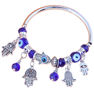 EVIL EYE HAMSA HAND CHARM FASHION STRETCH BRACELET