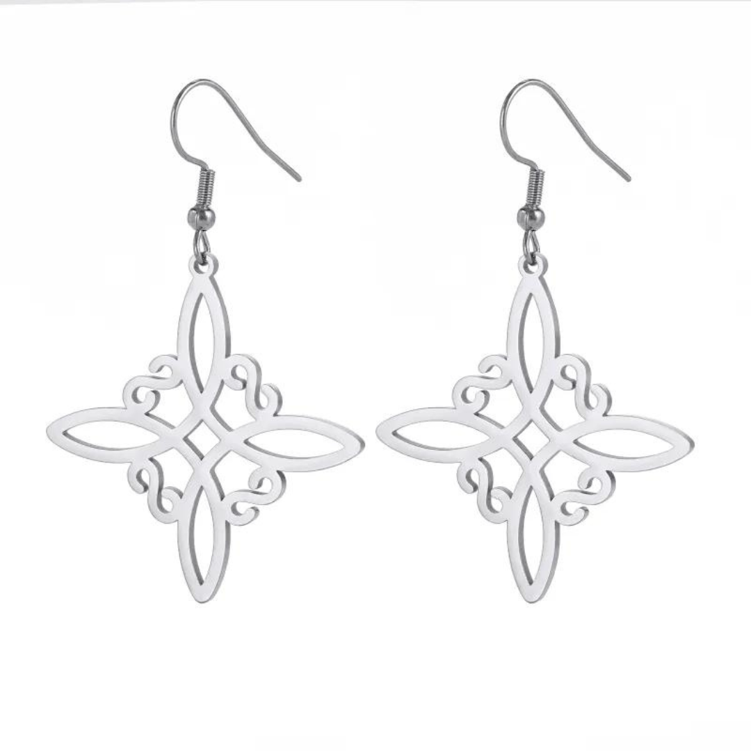 WITCH KNOT DROP HOOK DANGLE EARRINGS STAINLESS STEEL