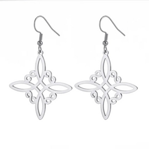 WITCH KNOT DROP HOOK DANGLE EARRINGS STAINLESS STEEL