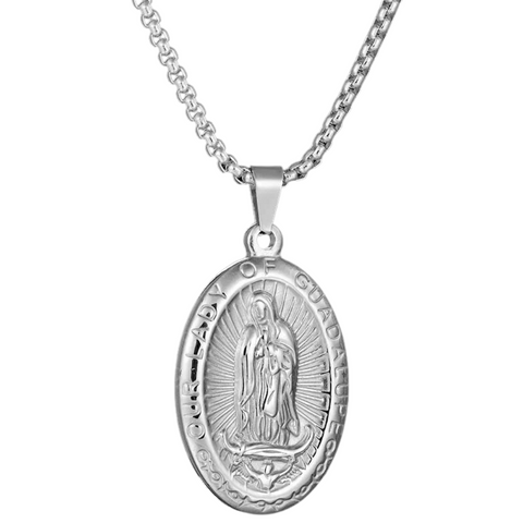 VIRGIN MARY PENDANT NECKLACE STAINLESS STEEL