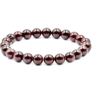 RED GARNET 8MM SMOOTH ROUND STRETCH BRACELET