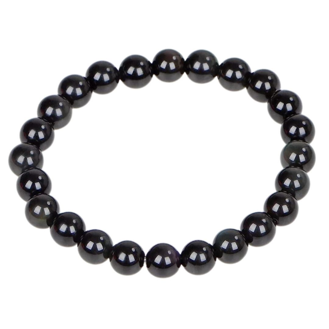 OBSIDIAN 8MM SMOOTH ROUND STRETCH BRACELET