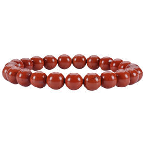 RED JASPER 8MM SMOOTH ROUND STRETCH BRACELET