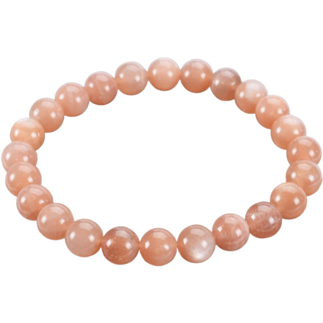 PEACH AVENTURINE 8MM SMOOTH ROUND STRETCH BRACELET