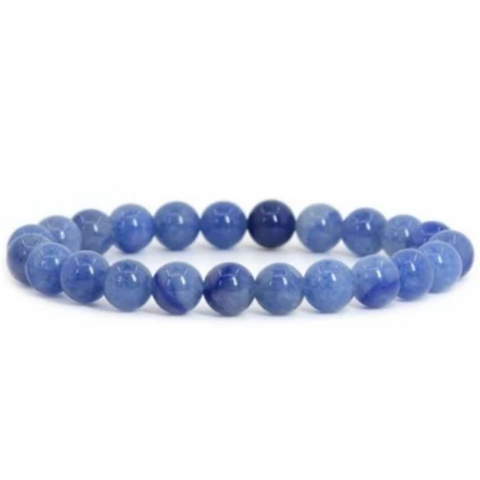 BLUE AVENTURINE 8.5MM SMOOTH ROUND STRETCH BRACELET