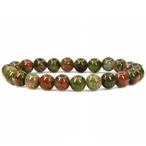 UNAKITE 8.5MM SMOOTH ROUND STRETCH BRACELET