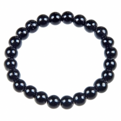 BLACK ONYX 8MM SMOOTH ROUND STRETCH BRACELET