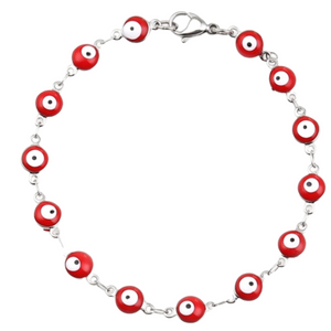 RED EVIL EYE BRACELET STAINLESS STEEL