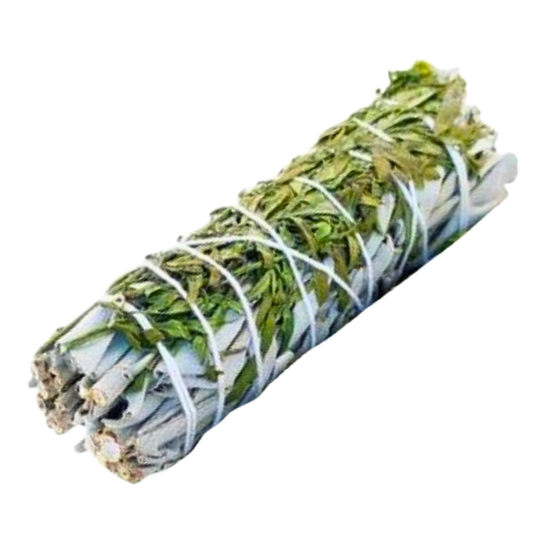 WHITE SAGE & RUDA COMBINATION SMUDGE 4" LONG STYLE